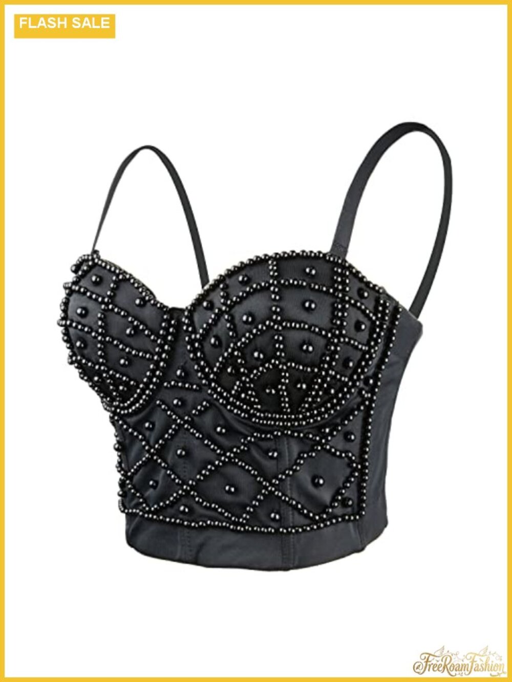 Pearl Beaded Bustier Corset Crop Top Club Party Cage Bra